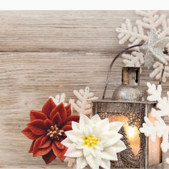 Set 6, Christmas Poinsettia Flower, Artisian Holiday, Baby Shower, Bathroom - Picture 12 of 13